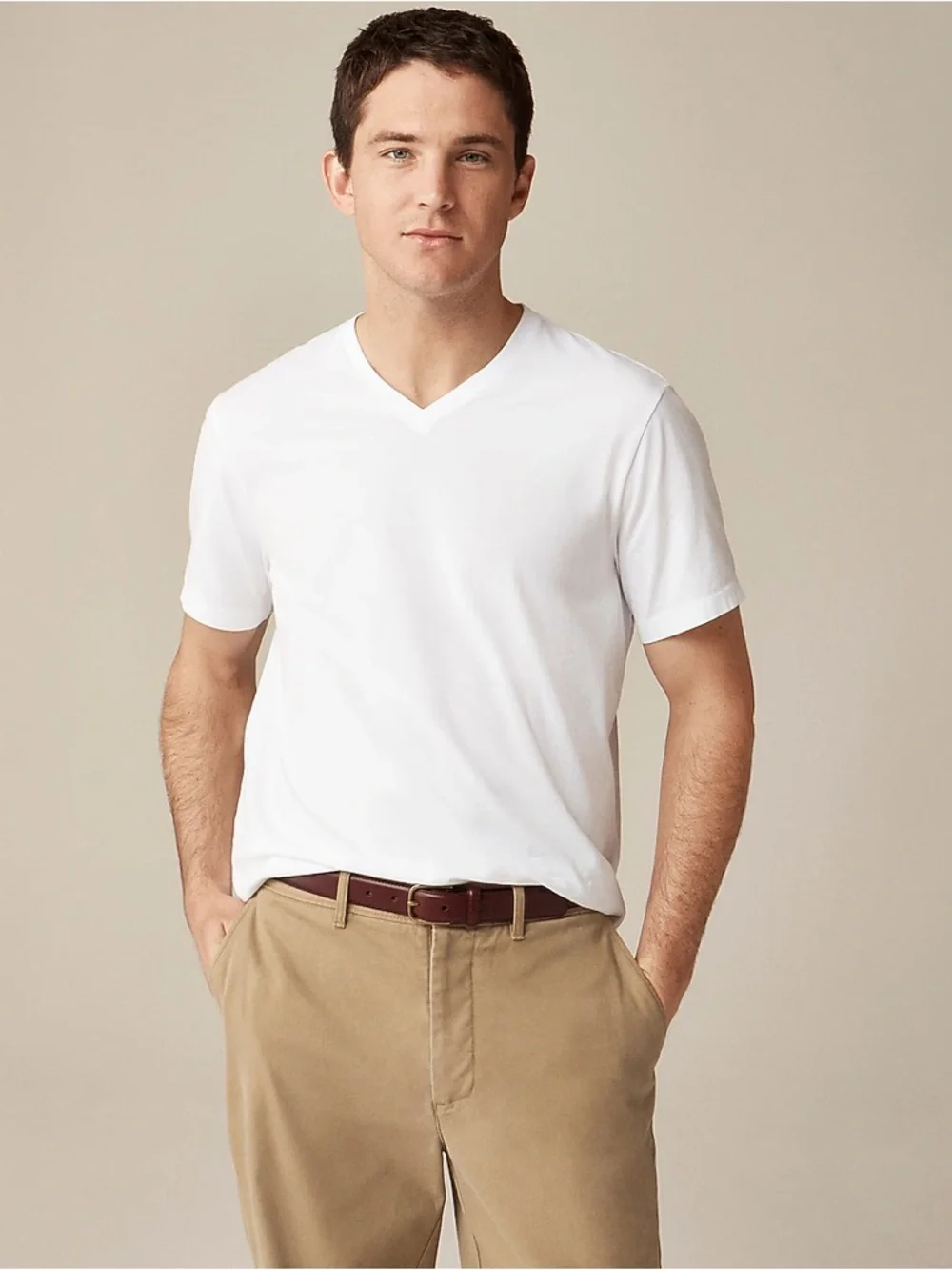 J. Crew White V-Neck Short Sleeve Tee